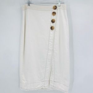 Anthropologie Maeve Mid Rise Linen Skirt White Size US 14